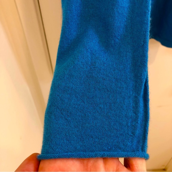 TSE Square Neck Wrap Cashmere Sweater Reverse Stitched Blue Size Large. - Picture 7 of 16